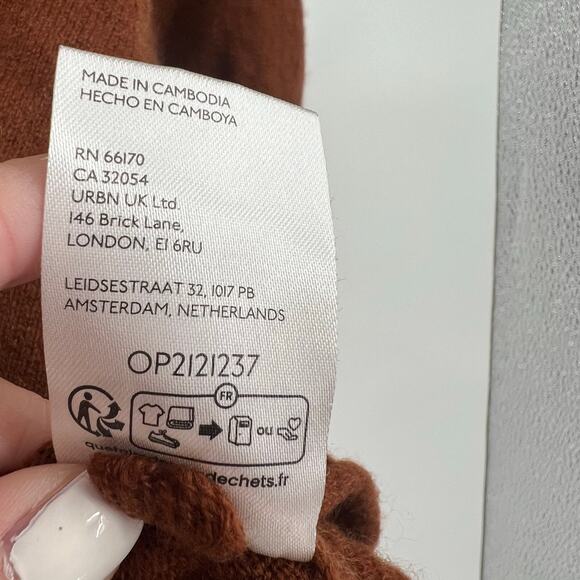 Anthropologie The Goldie Crew-Neck Cashmere Sweater Copper brown plus size 2X - Picture 9 of 9